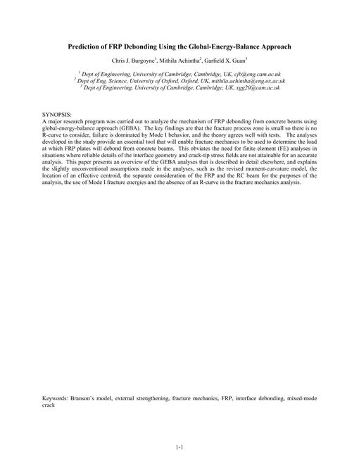 A Fracture Approach for FRP-Concrete Structures
