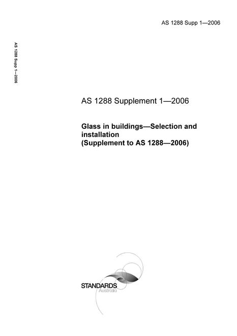 AS 1288 SUPP 1-2006