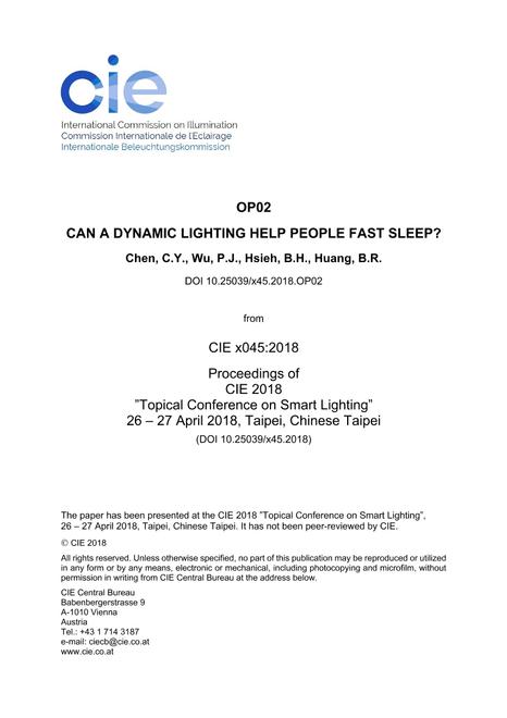 CAN A DYNAMIC LIGHTING HELP PEOPLE FAST SLEEP? (OP02, 1-5)
