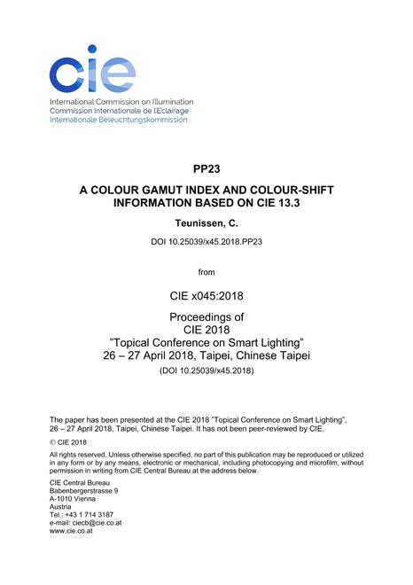 A COLOUR GAMUT INDEX AND COLOUR-SHIFT INFORMATION BASED ON CIE 13.3 (PP23, 384-393)