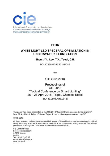 WHITE LIGHT LED SPECTRAL OPTIMIZATION IN UNDERWATER ILLUMINATION (PO16, 485-487)