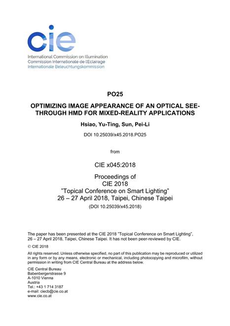 OPTIMIZING IMAGE APPEARANCE OF AN OPTICAL SEE-THROUGH HMD FOR MIXED-REALITY APPLICATIONS (PO25, 534-543)