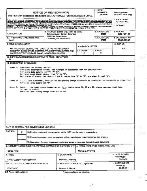MIL DESC 5962-92246 Notice B - Revision