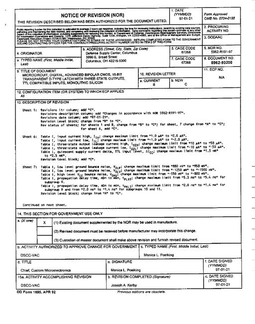 MIL DESC 5962-93200 Notice C - Revision