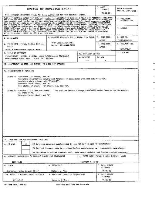 MIL DESC 5962-93247 Notice A - Revision