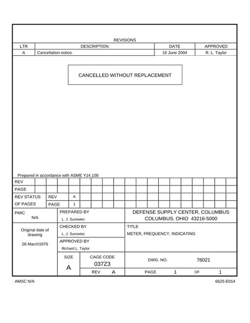 MIL DESC 76021 Notice A - Cancellation