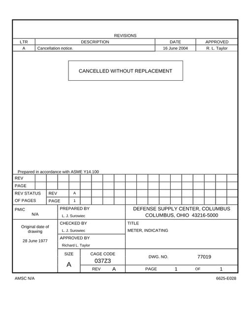 MIL DESC 77019 Notice A - Cancellation