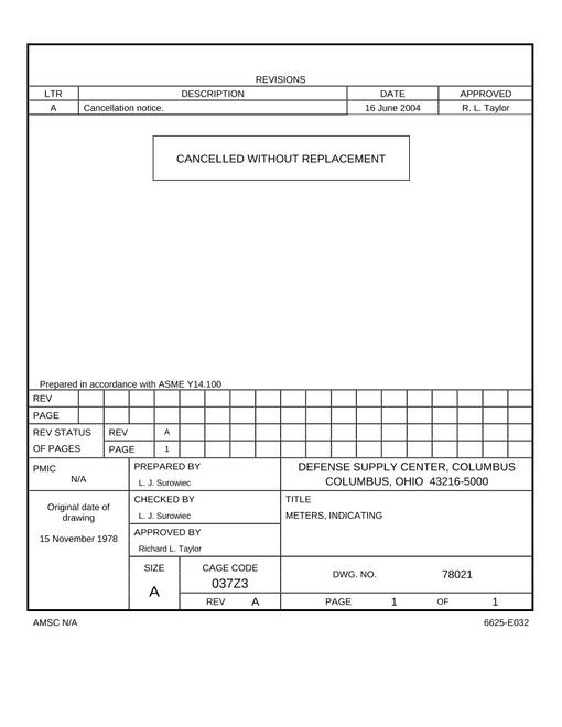 MIL DESC 78021 Notice A - Cancellation