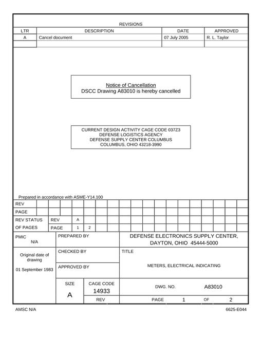 MIL DESC 83010 Notice A - Cancellation