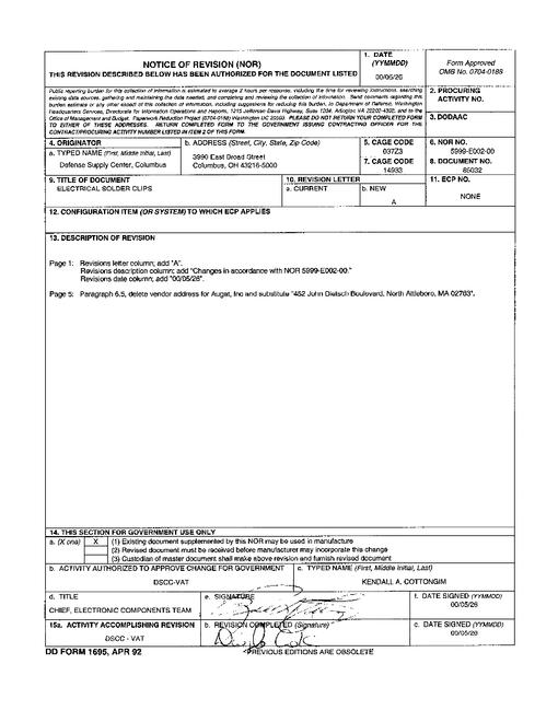 MIL DESC 85032 Notice A - Revision