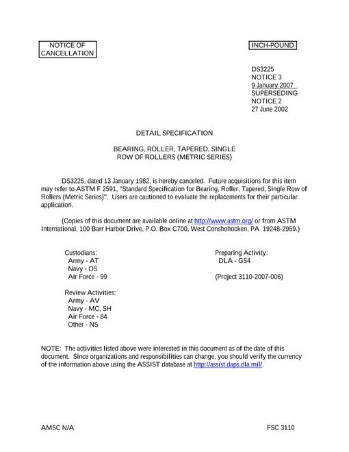 MIL DS3225 Notice 3 - Cancellation