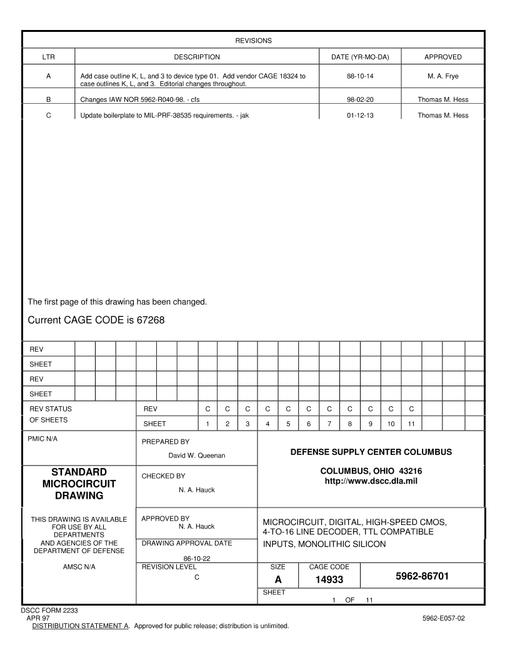 MIL DSCC 5962-86701C
