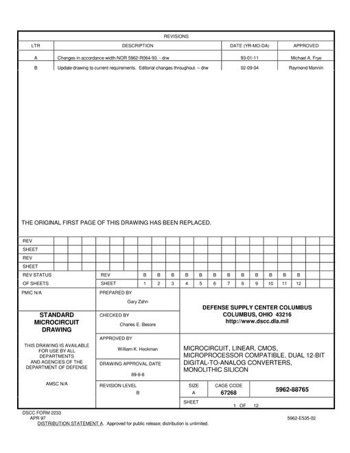MIL DSCC 5962-88765B