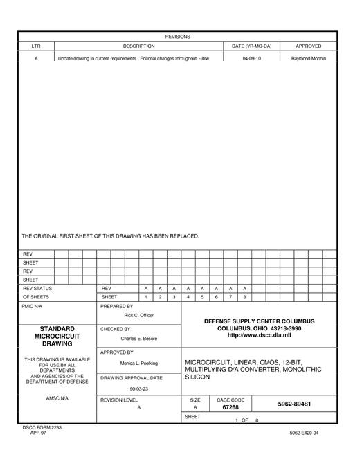 MIL DSCC 5962-89481A
