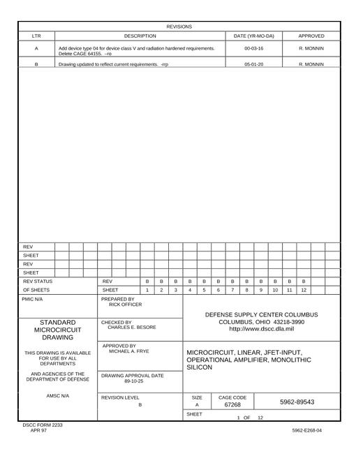 MIL DSCC 5962-89543B