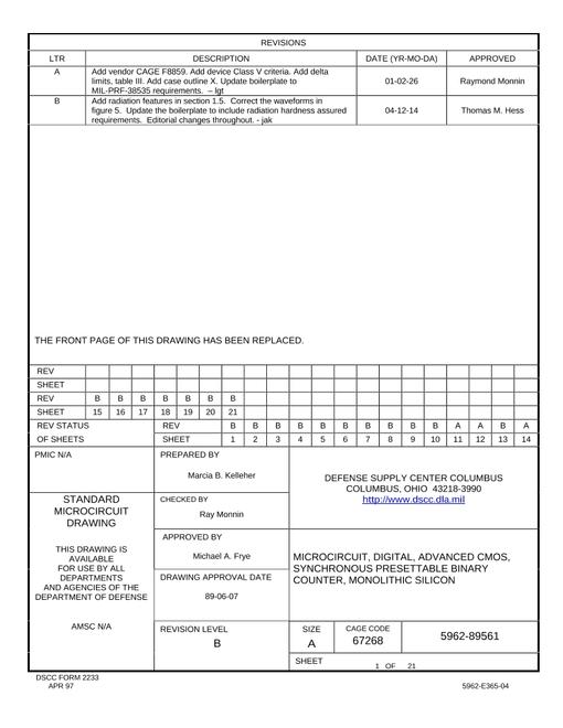 MIL DSCC 5962-89561B