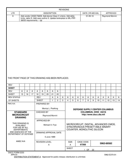 MIL DSCC 5962-89582A