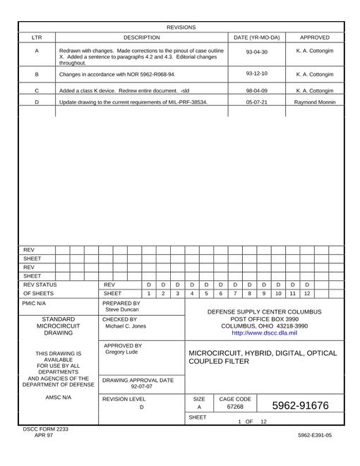 MIL DSCC 5962-91676D