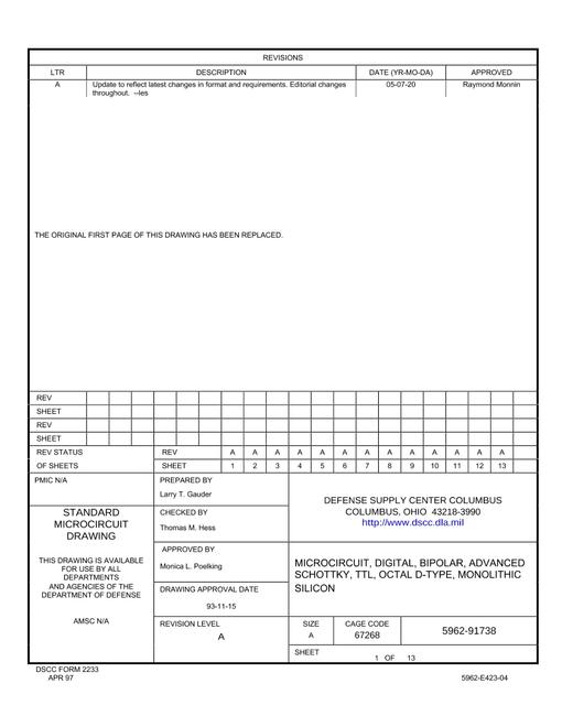 MIL DSCC 5962-91738A