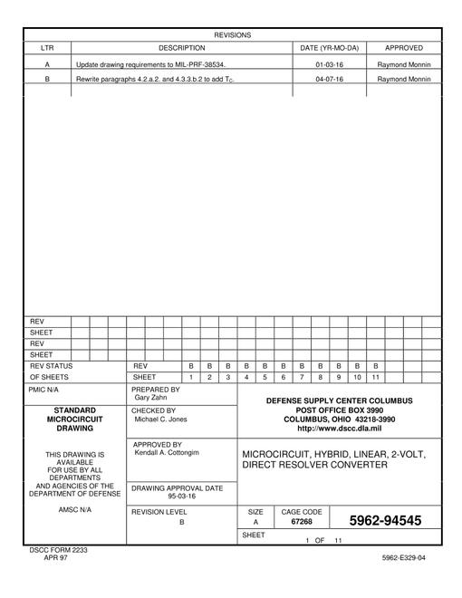 MIL DSCC 5962-94545B