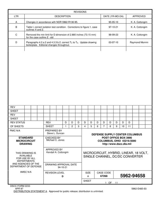 MIL DSCC 5962-94658D