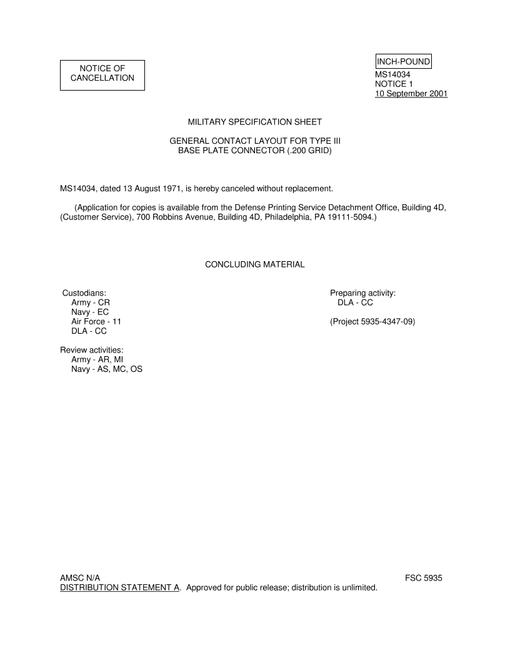 MIL MS14034 Notice 1 - Cancellation