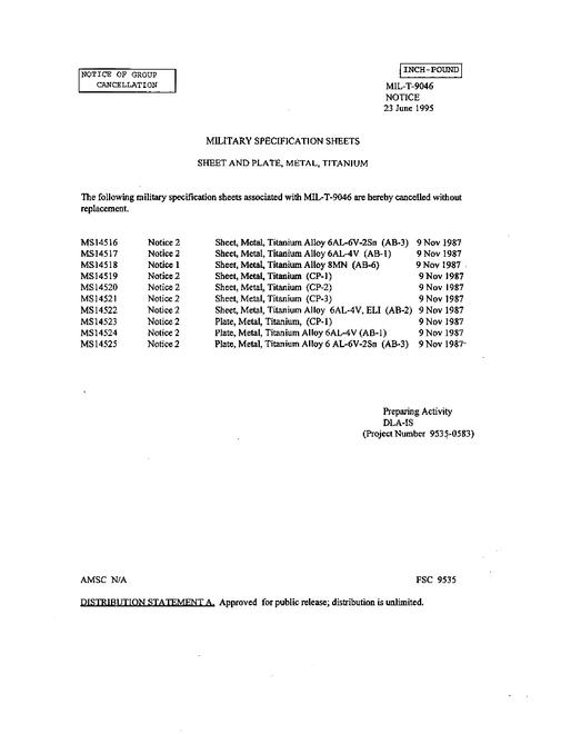 MIL MS14518 Notice 1 - Cancellation