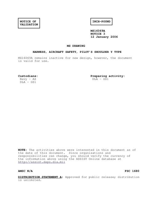 MIL MS16069A Notice 3 - Validation