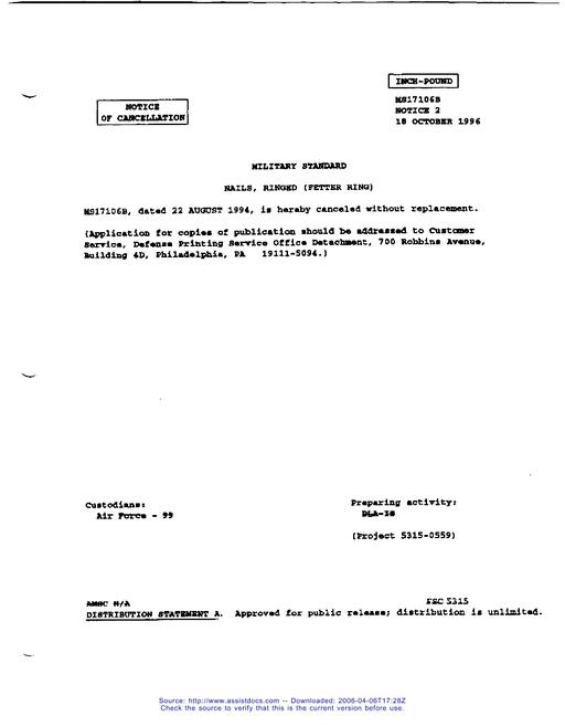 MIL MS17106B Notice 2 - Cancellation