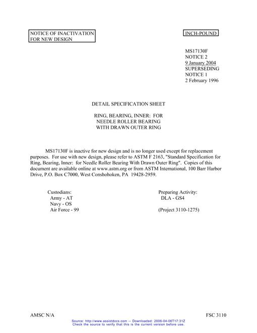 MIL MS17130F Notice 2 - Inactivation