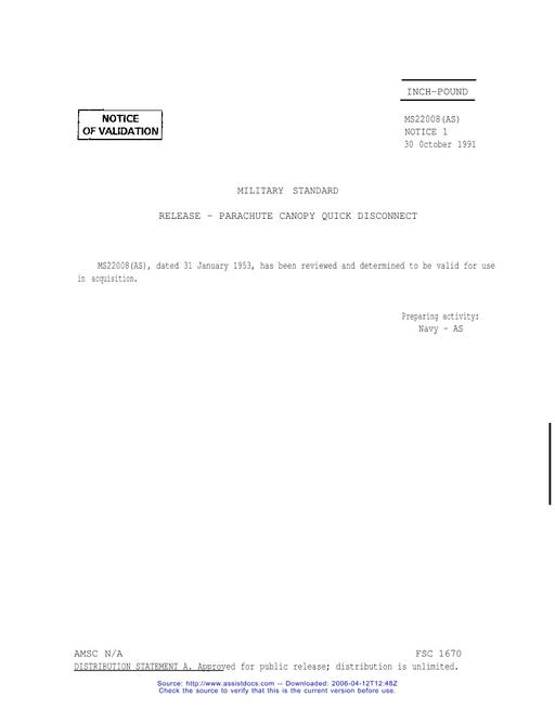 MIL MS22008 Notice 1 - Validation