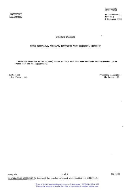 MIL MS24435A Notice 1 - Validation 1
