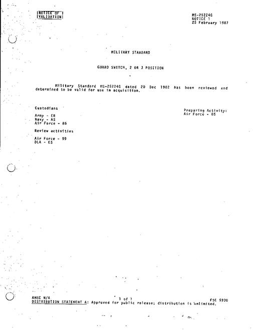 MIL MS25224G Notice 1 - Validation