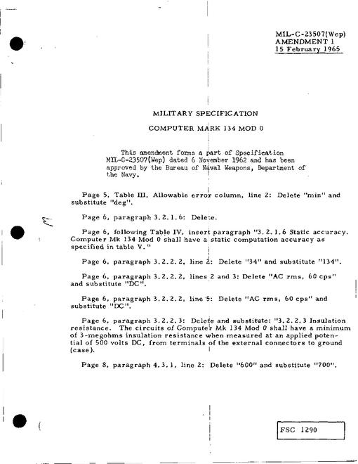 MIL MIL-C-23507 Amendment 1