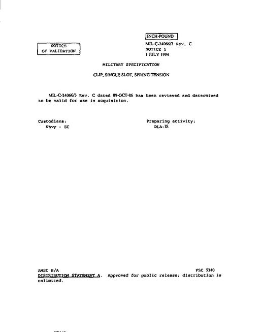 MIL MIL-C-24066/3C Notice 1 - Validation