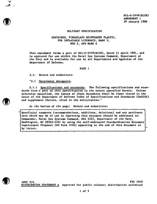 MIL MIL-C-24491B Amendment 1