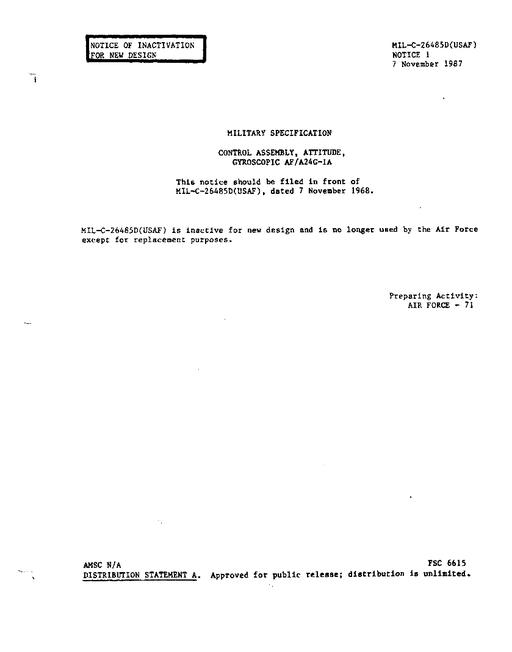 MIL MIL-C-26485D Notice 1 - Inactivation