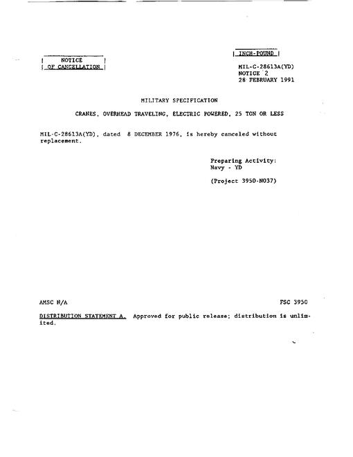 MIL MIL-C-28613A Notice 2 - Cancellation