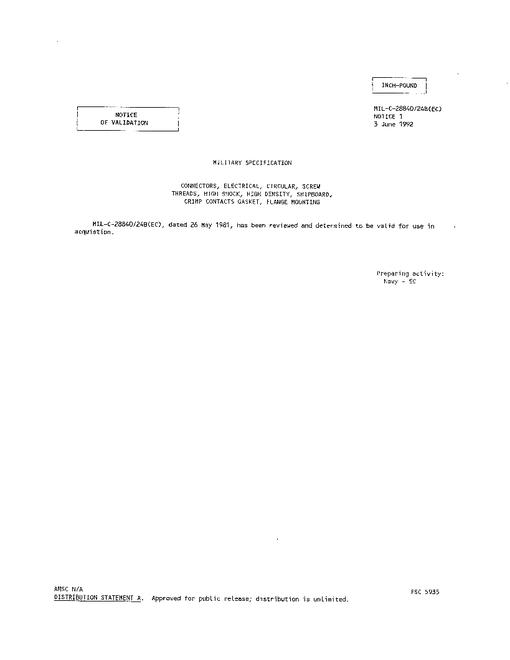 MIL MIL-C-28840/24B Notice 1 - Validation