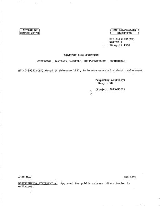 MIL MIL-C-29153A Notice 1 - Cancellation