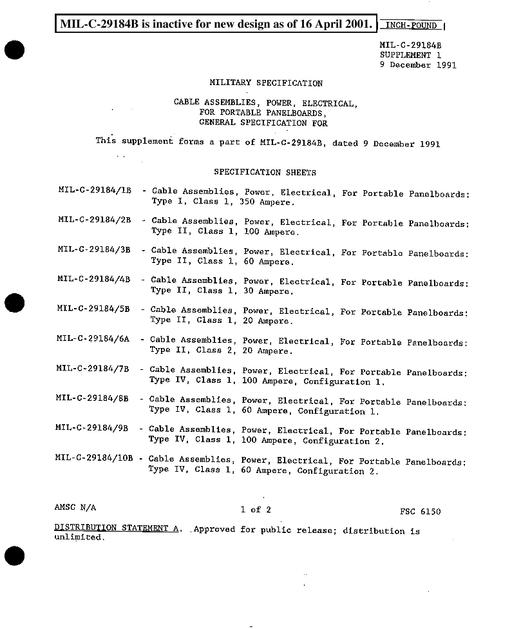 MIL MIL-C-29184B Supplement 1