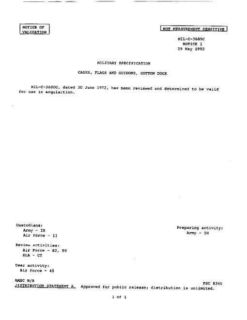 MIL MIL-C-3680C Notice 1 - Validation