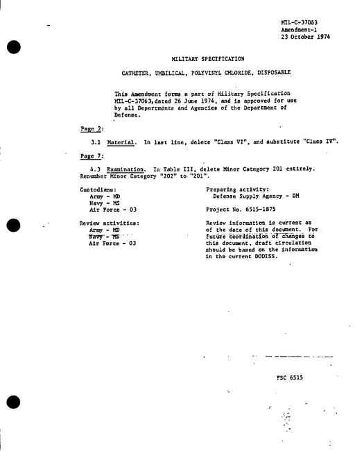 MIL MIL-C-37063 Amendment 1