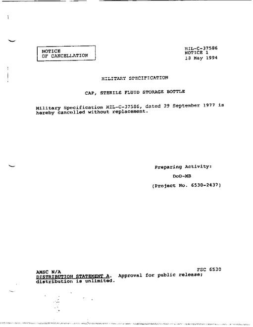 MIL MIL-C-37586 Notice 1 - Cancellation