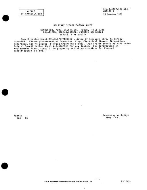 MIL MIL-C-3767/12D Notice 1 - Cancellation