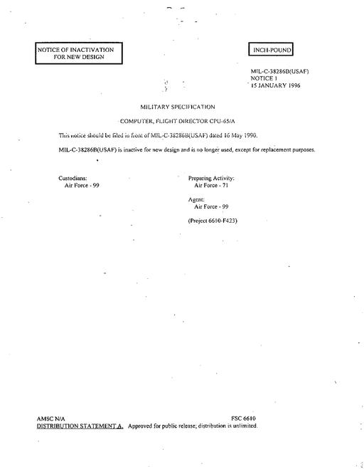 MIL MIL-C-38286B Notice 1 - Inactivation