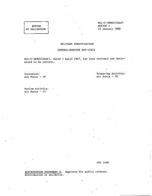 MIL MIL-C-38965 Notice 1 - Validation