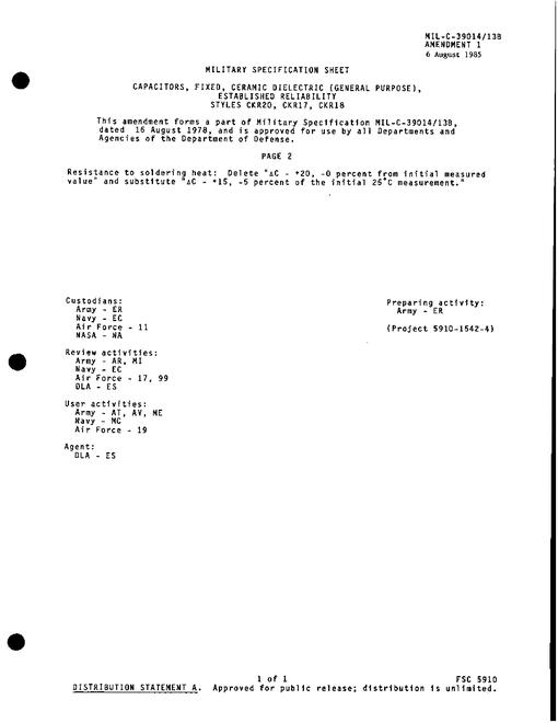 MIL MIL-C-39014/13B Amendment 1