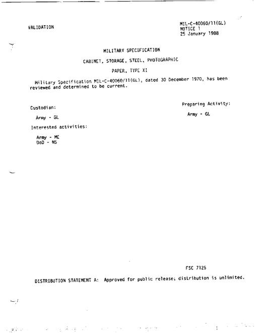 MIL MIL-C-40060/11 Notice 1 - Validation