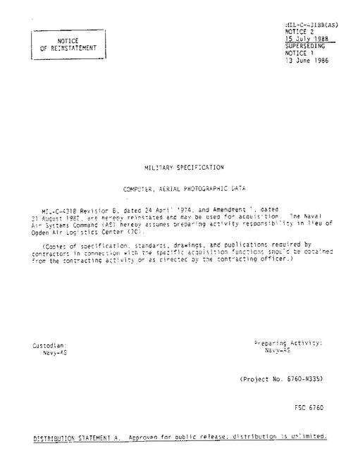 MIL MIL-C-4318B Notice 2 - Reactivation